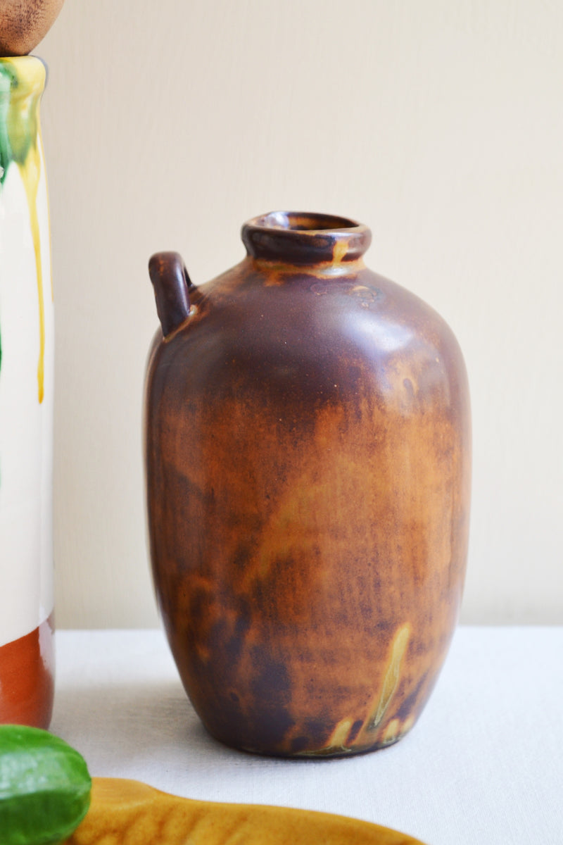 Brown Antiqued Stoneware Vase