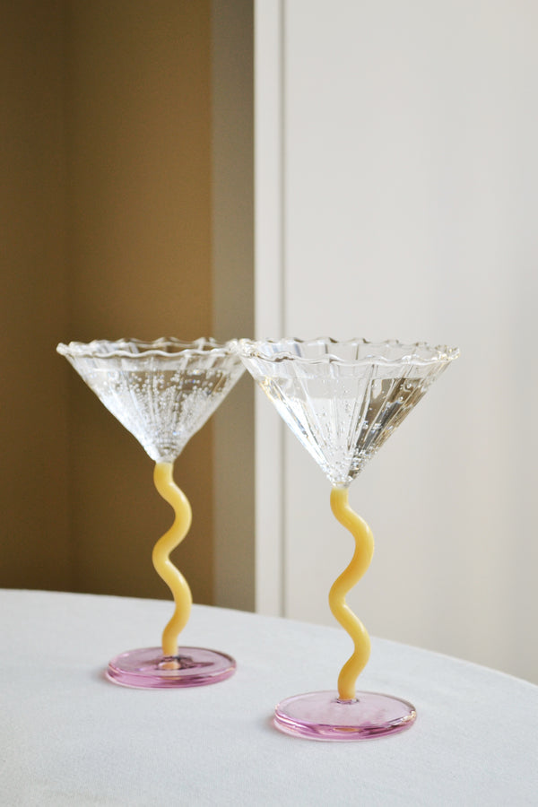 Set of Two Pink and Yellow Curve Coupes