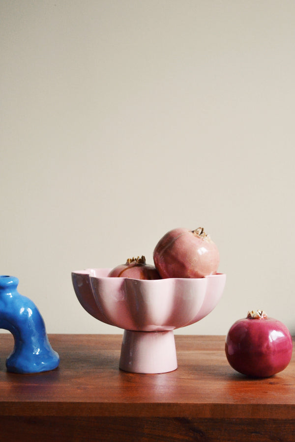 Pastel Pink Stoneware Fruit Bowl