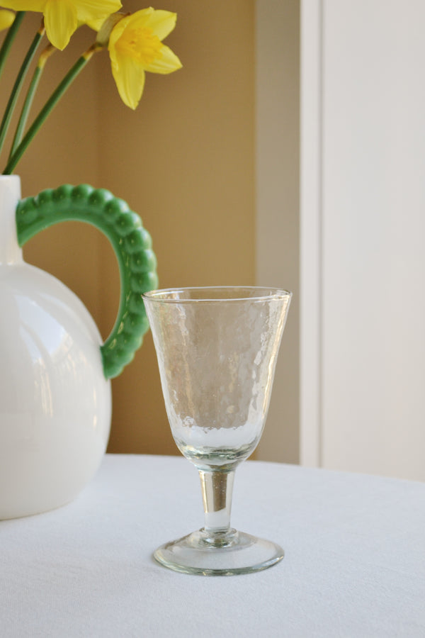 Clear Hammered Wine Glass