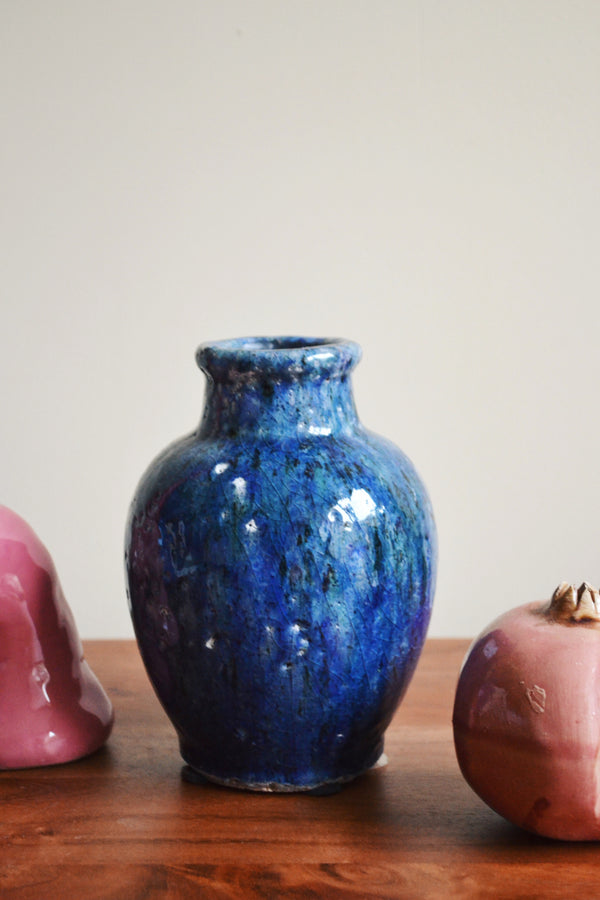 Blue Glazed Terracotta Vase