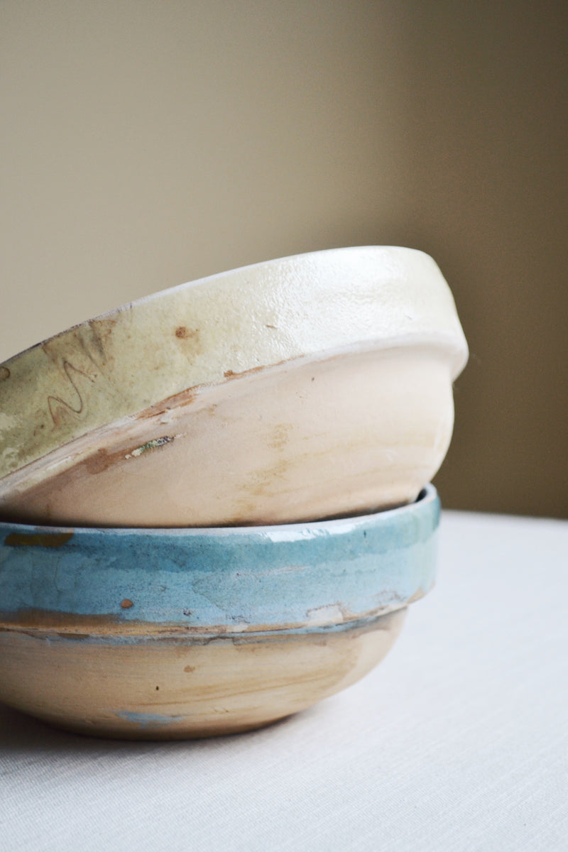 Hand - Painted Marble Earthenware Bowl - Blue