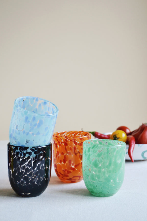 Splattered Messy Drinking Glass - Four Colours Available