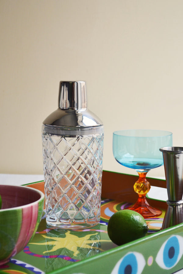 Silver Cut Glass Cocktail Shaker