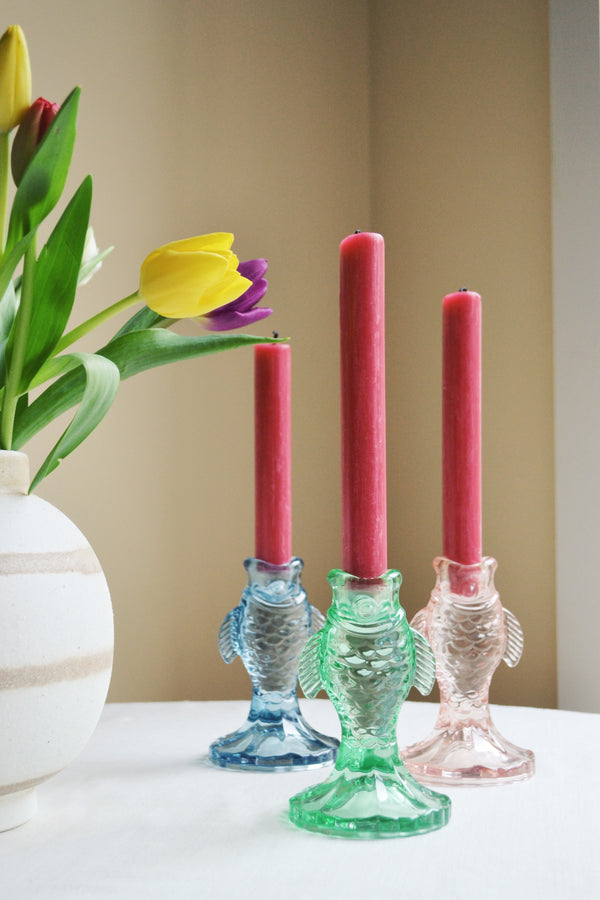 Glass Fish Candle Holder - Three Colours Available