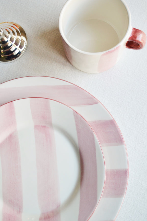 Striped Pink Posy Breakfast Plate