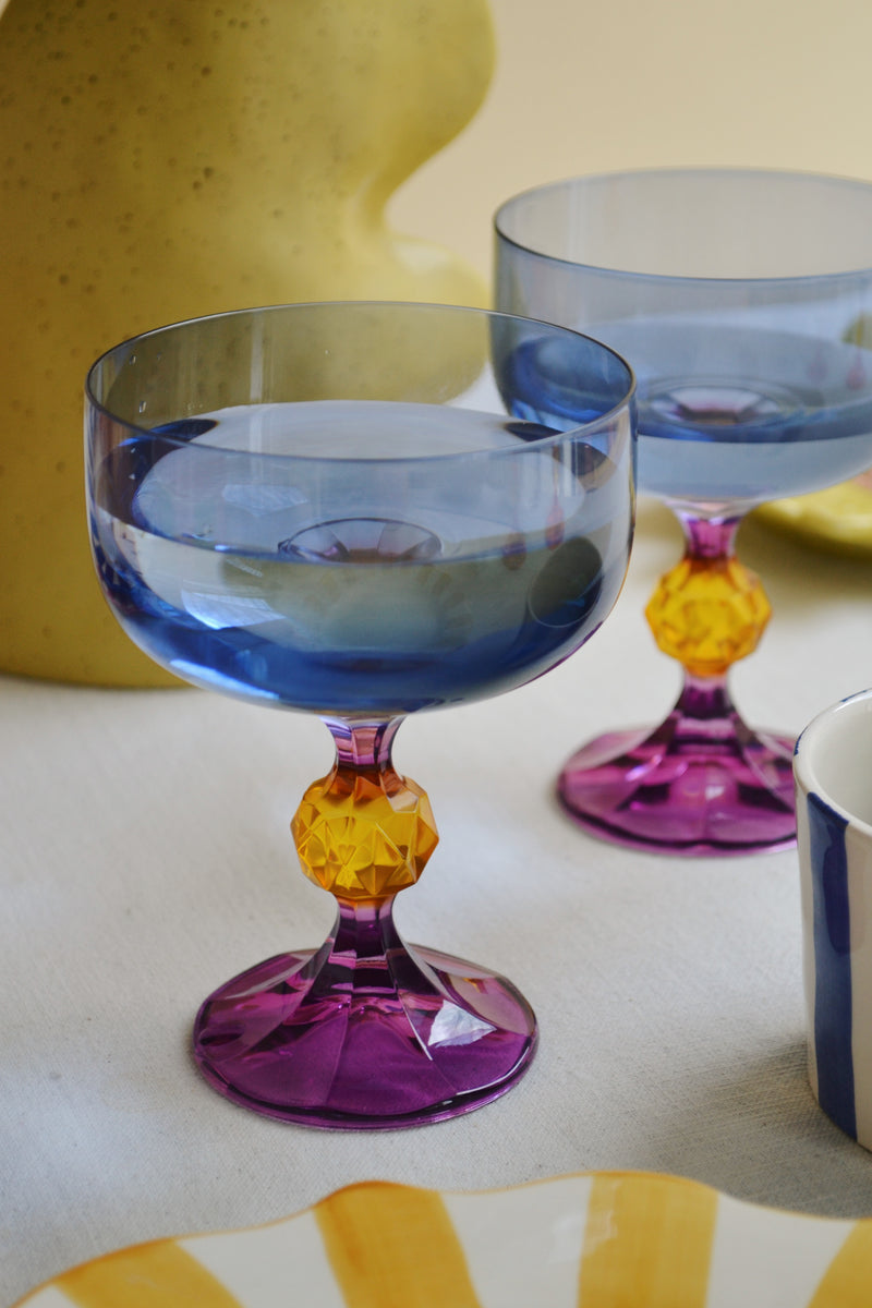 Set of Two Purple and Yellow Cocktail Glasses - Bliss