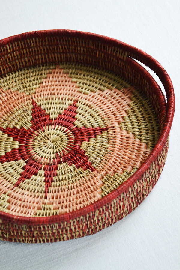 Red and Peach Handwoven Tray