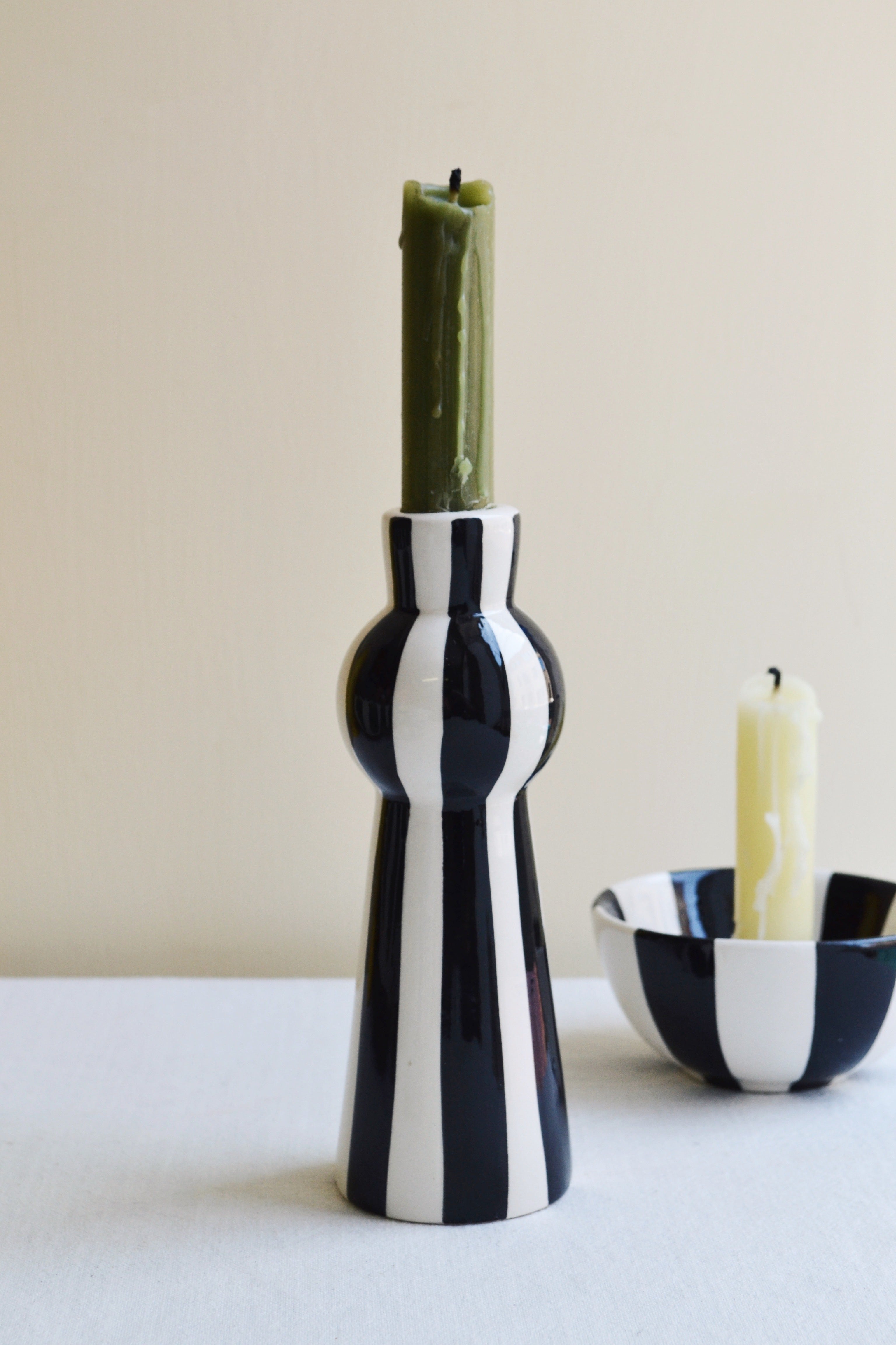 Black and white shop candlesticks
