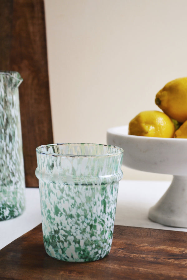 Green and White Speckled Glass