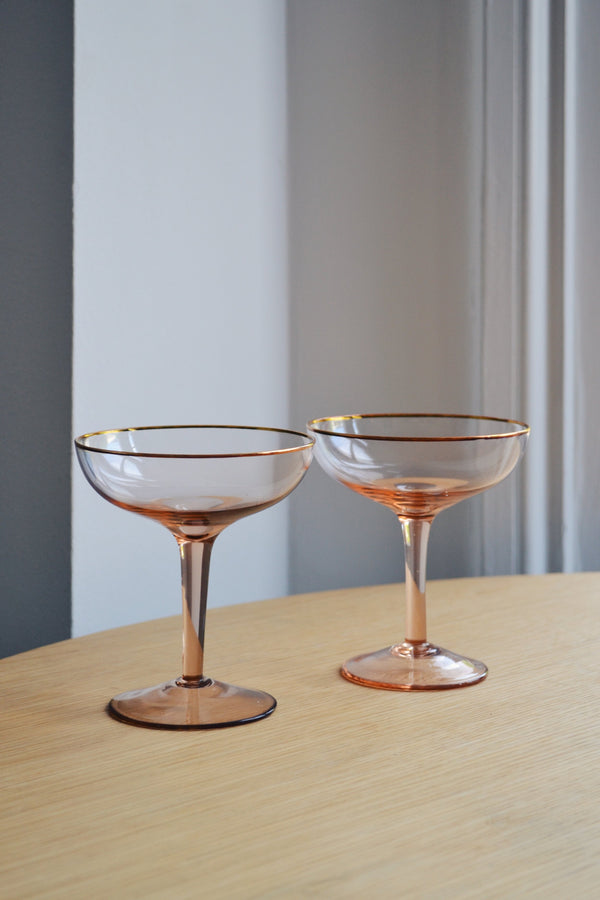 Set of Two Pink Champagne Coupes