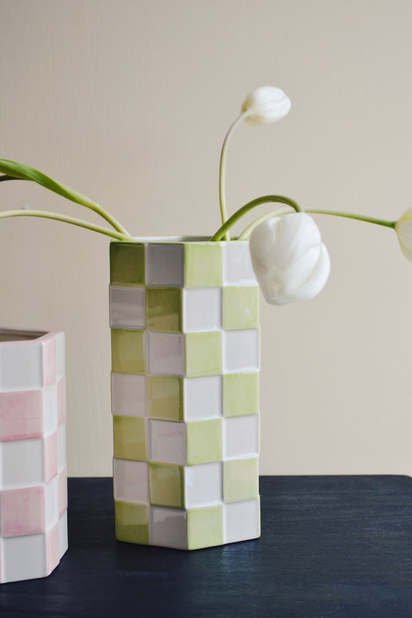 Check Tile Vase - Two Styles Available
