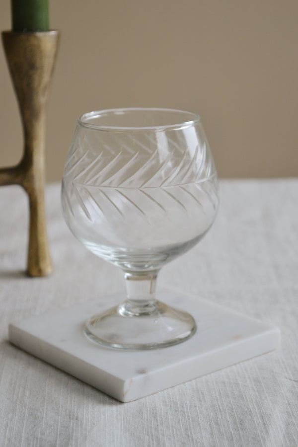 Hand Etched Cognac Glass