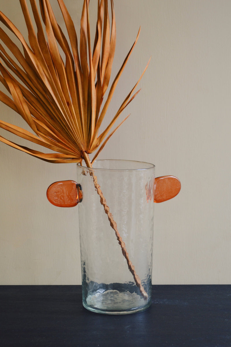 Recycled Glass Vase with Orange Ears