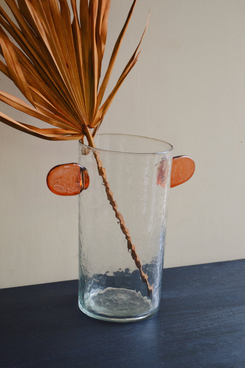 Recycled Glass Vase with Orange Ears