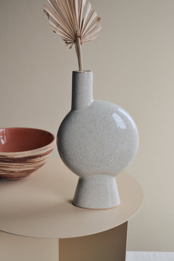 White Glazed Sculptural Stoneware Vase