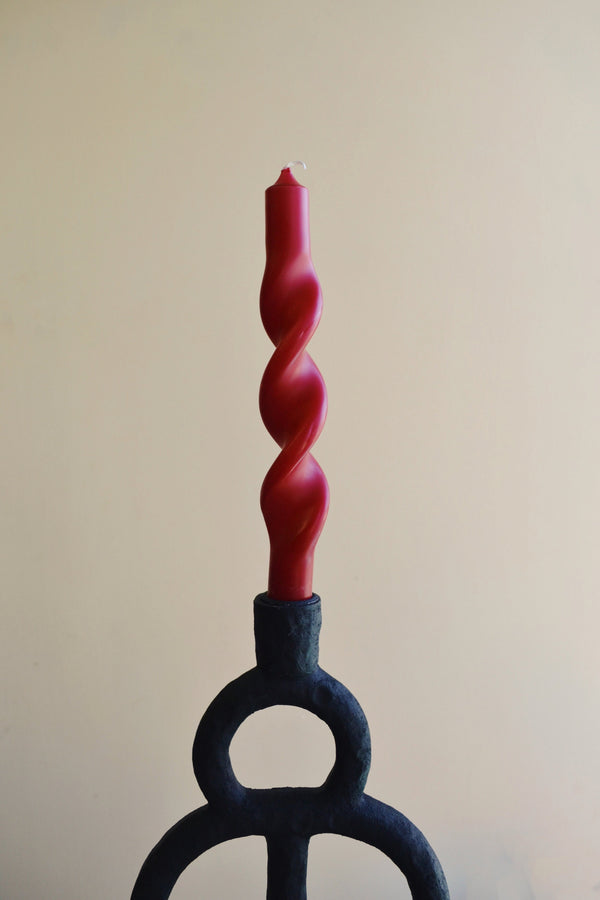 Set of Two Twisted Candles - Red