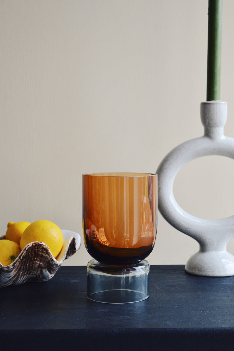 Amber and Smoke Glass Vase