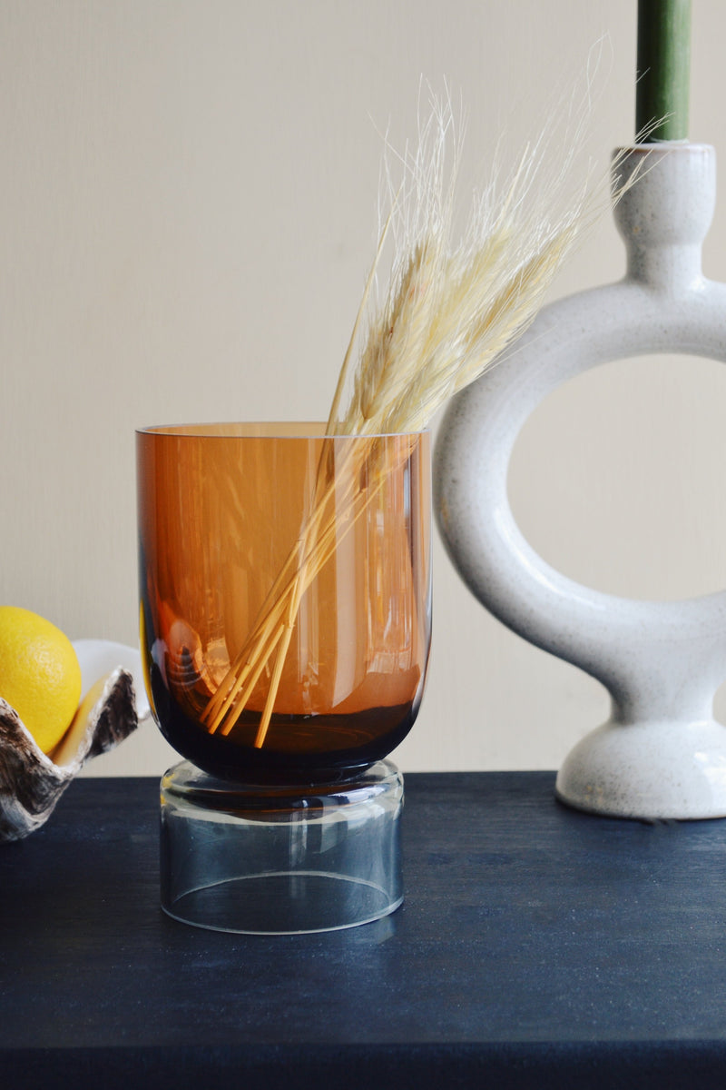 Amber and Smoke Glass Vase