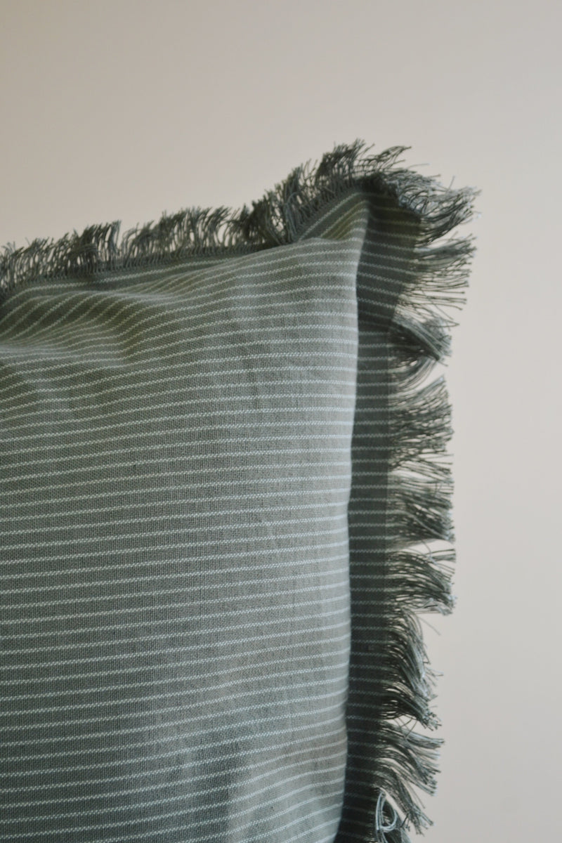 Striped Cushion with Fringing - Three Colours Available