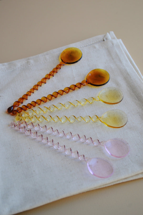 Set of Two Spiral Glass Spoons 