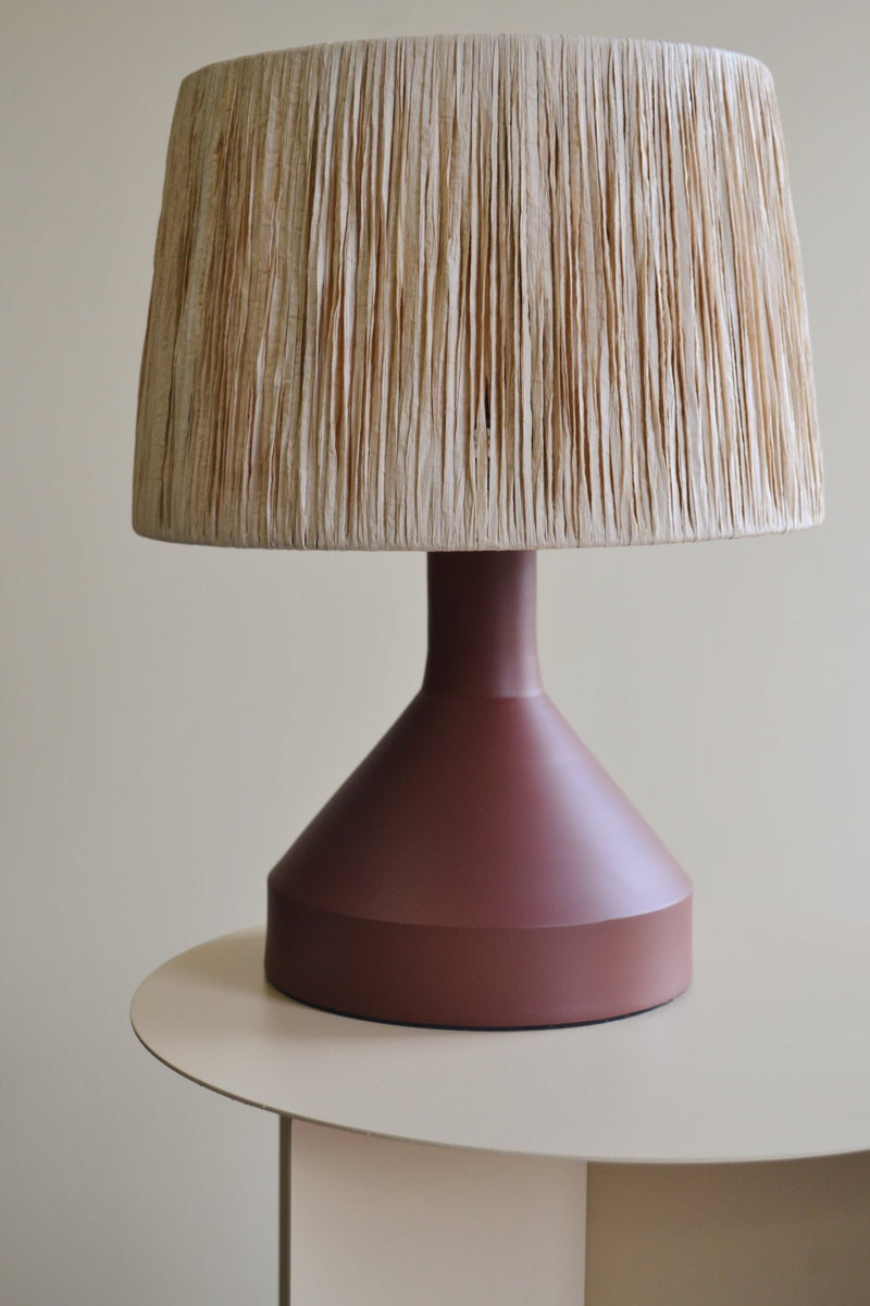 Brick Iron Table Lamp with Raffia Shade