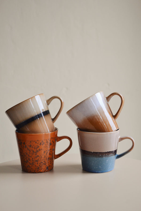 HKliving ® | Set of Four Ceramic Americano Mugs - Tropics