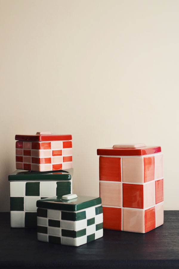 Grid Stoneware Jar - Four Styles Available