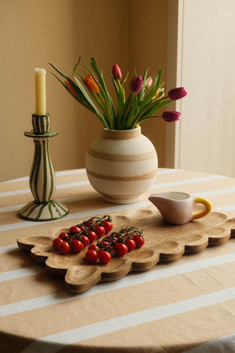 Scalloped Mango Wood Serving Decorative Tray