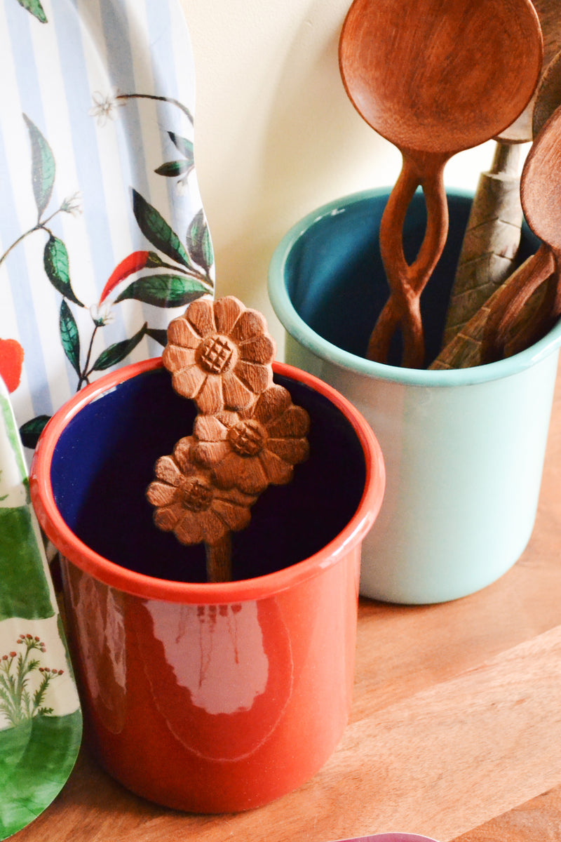 Medium Utensil Holder in Chilli Red and Midnight Blue