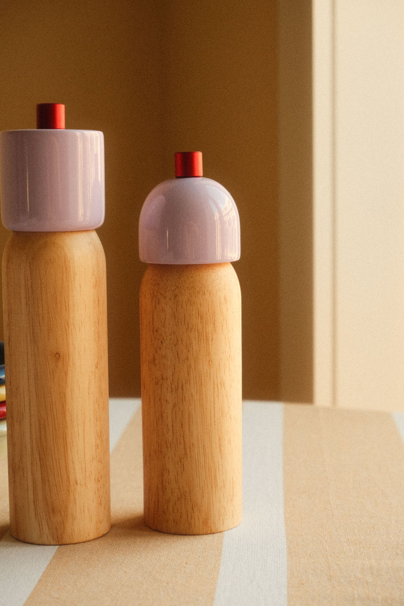 Salt and Pepper Grinder - Lilac and Red - Two Sizes Available