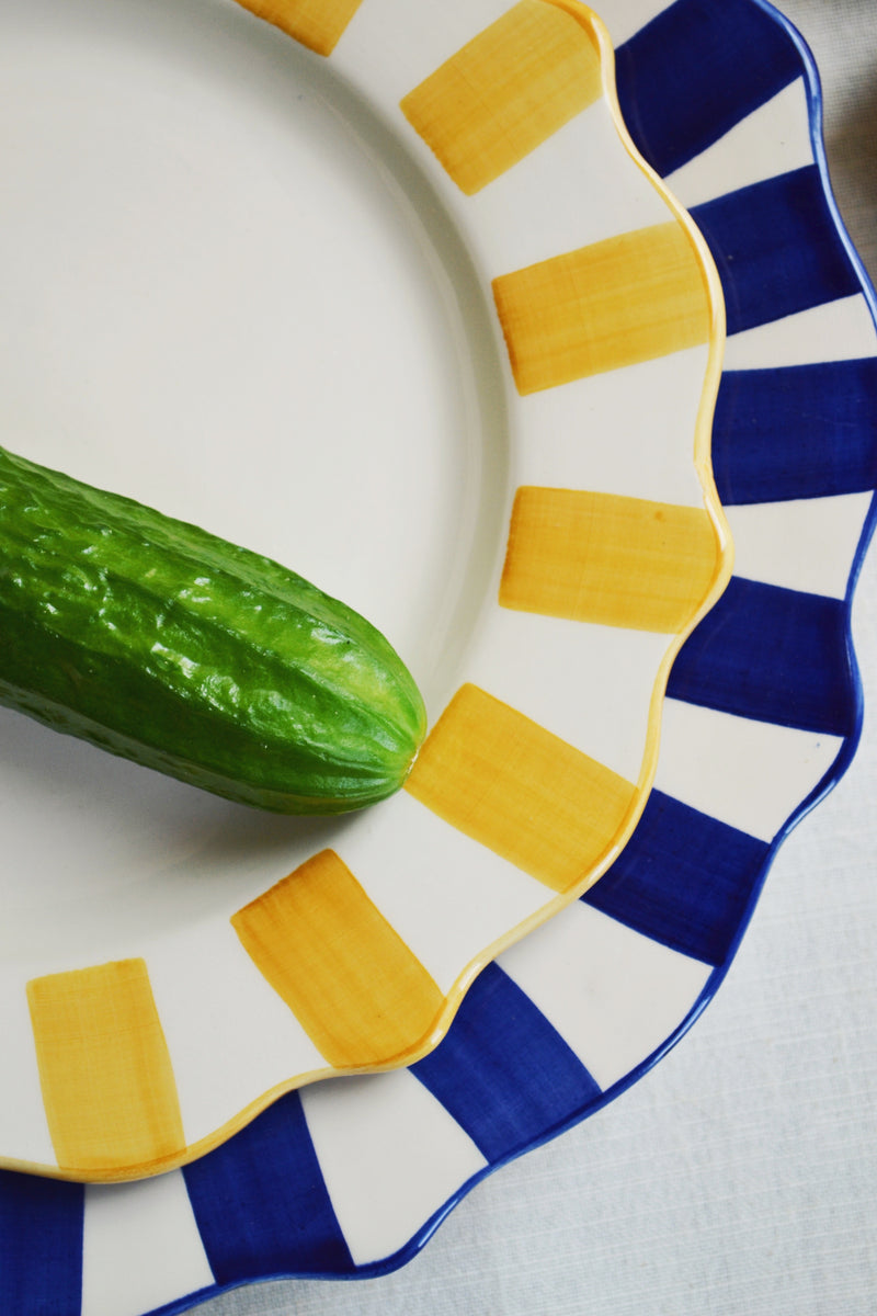 Yellow Scalloped Striped Breakfast Plate