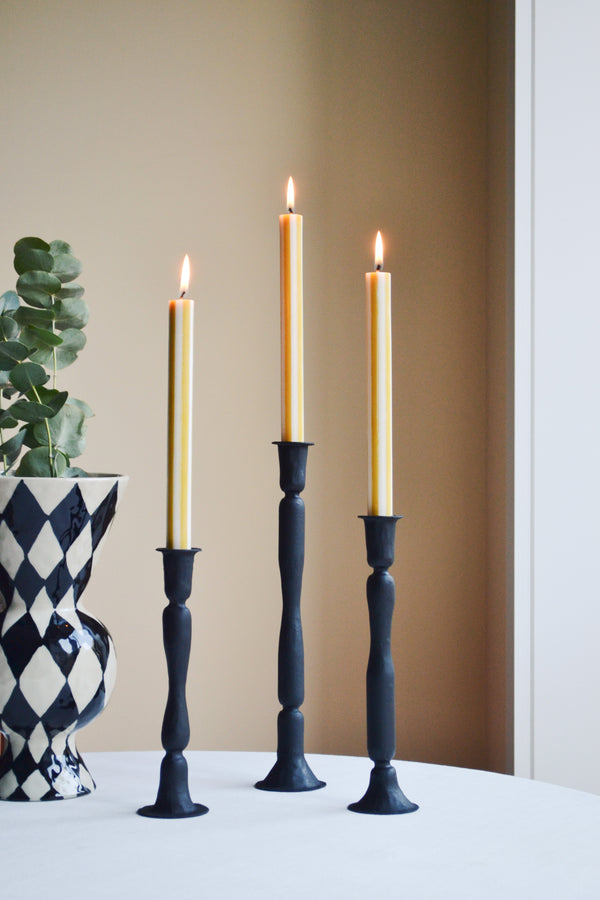 Tall Black Iron Candlestick Holders - Three Sizes Available