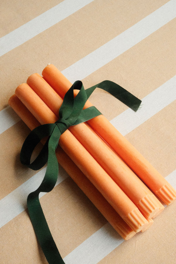 Set of Six Saffron Yellow Eco Dinner Candle