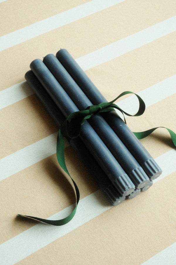 Set of Six Midnight Blue Eco Dinner Candles