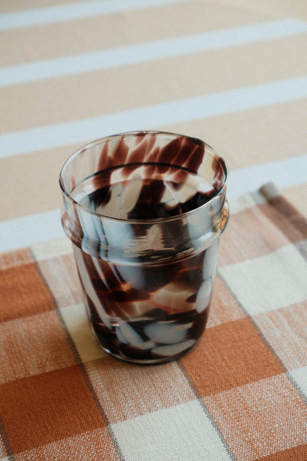 Brown and White Splatter Glass