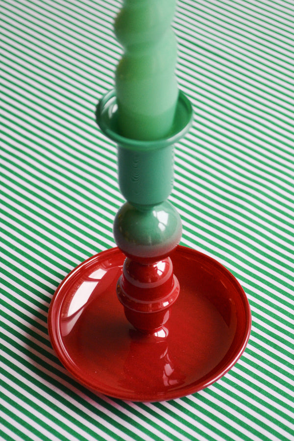 Red & Green Ombre Glass Candle Holder