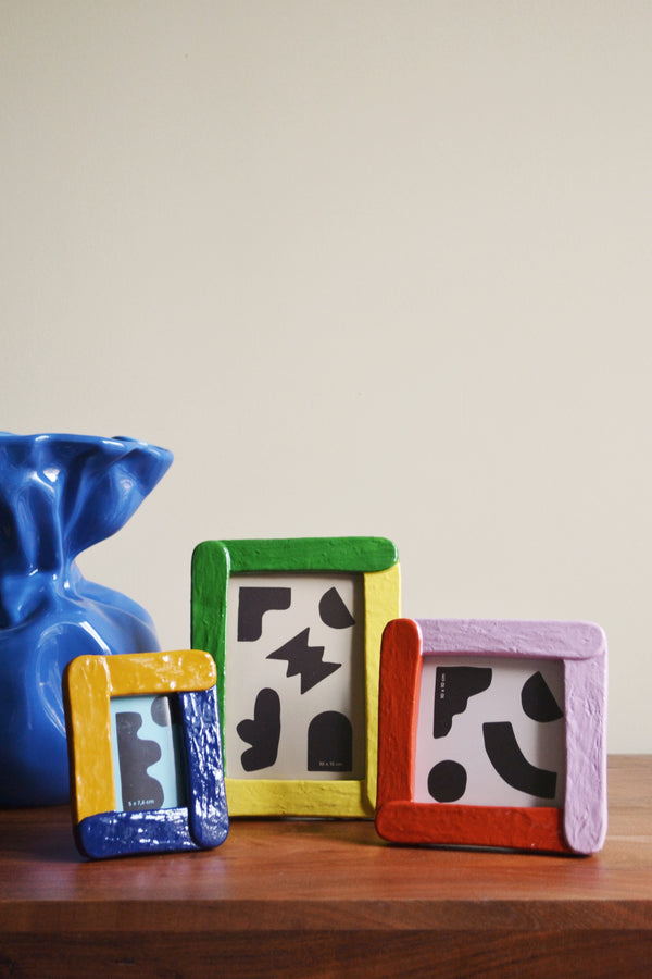 Ochre and Navy Small Rectangular Photo Frame