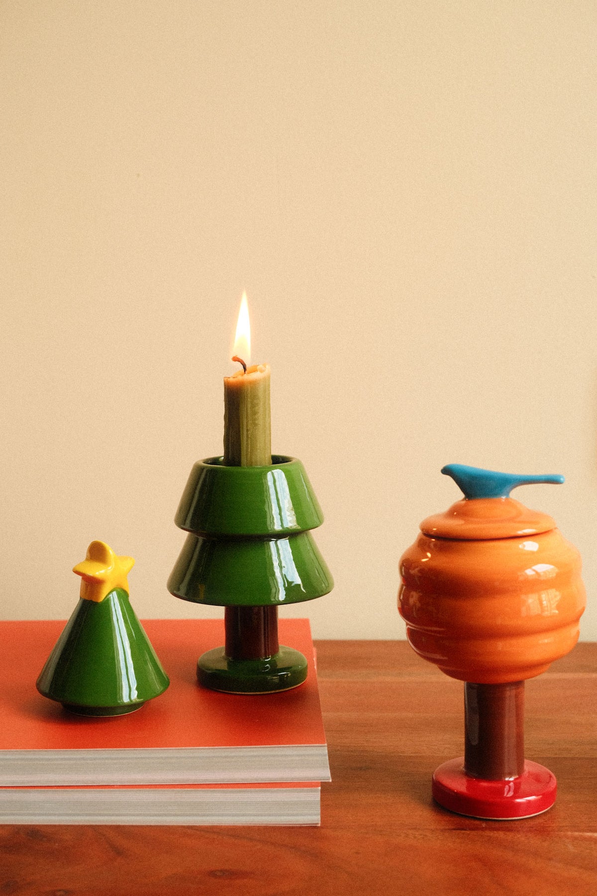 その他 KAHLER Cono candle holder Kähler Block candle holder H4 in White w. deco