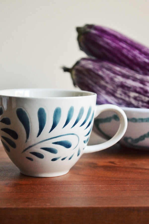 Blue Embossed Patterned Mug