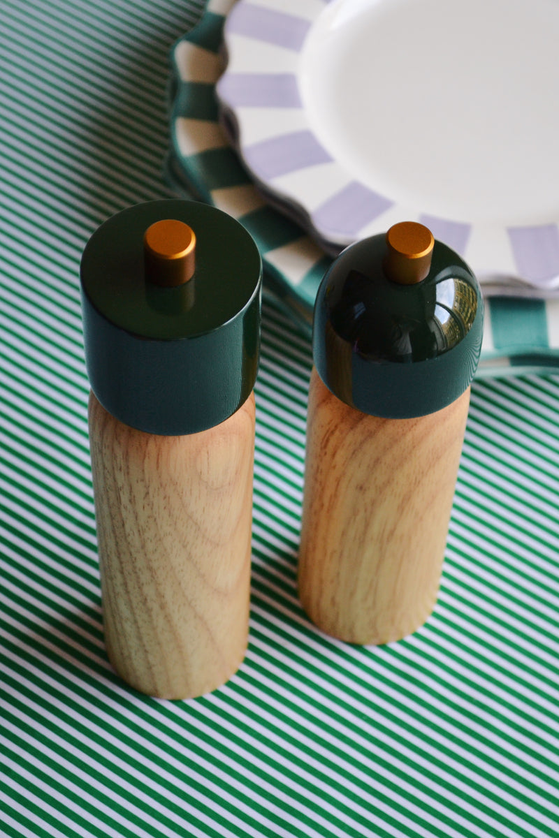 Salt and Pepper Grinder - Green and Gold - Two Sizes Available