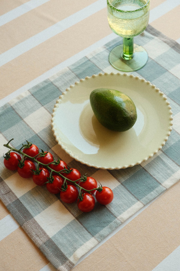 Checked Cotton Placemat - Dusty Blue