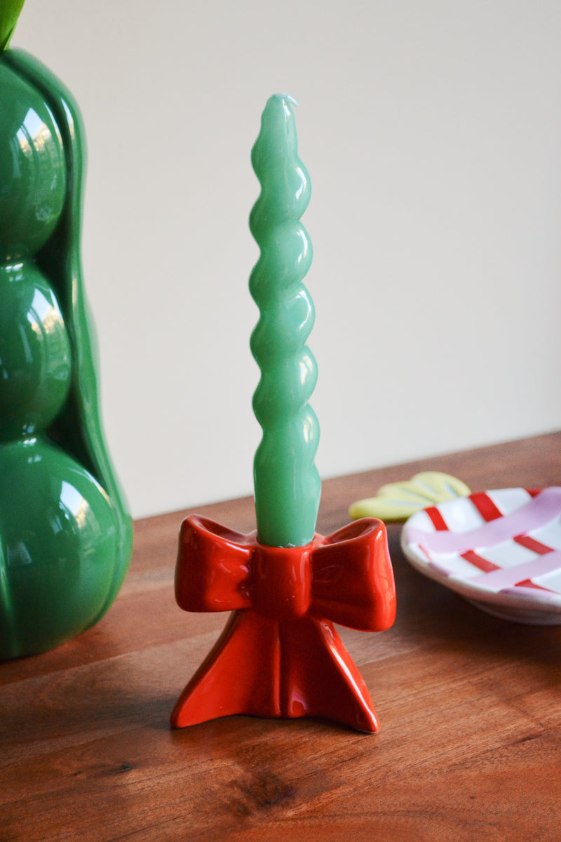 Red Bow Candle Holder