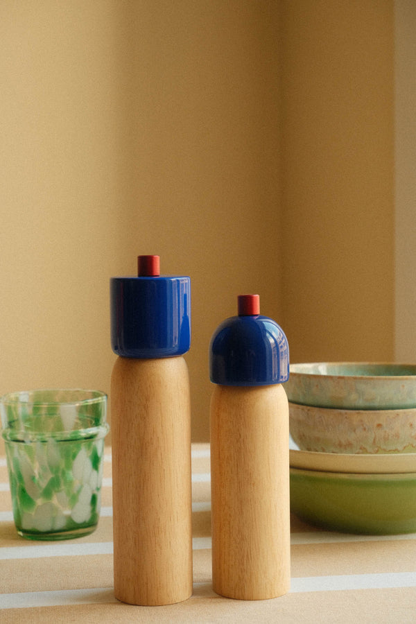 Salt and Pepper Grinder - Navy and Red - Two Sizes Available