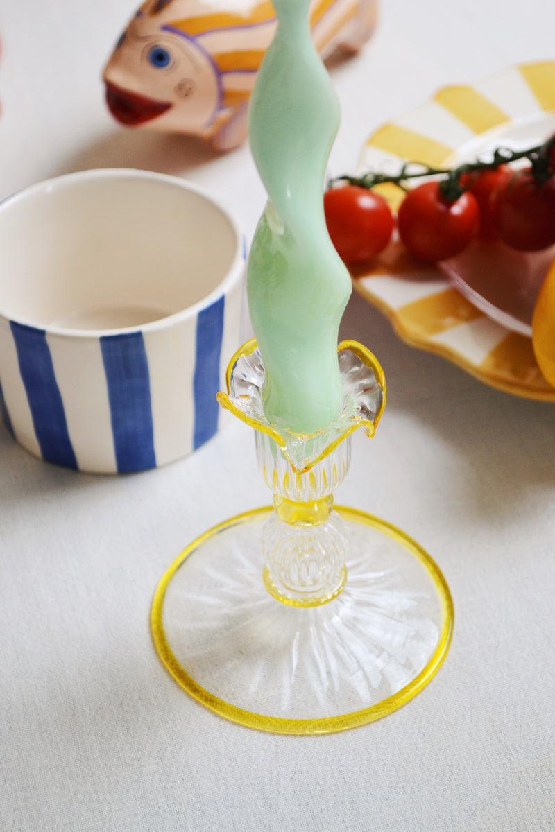 Jane Glass Candle Holder - Yellow