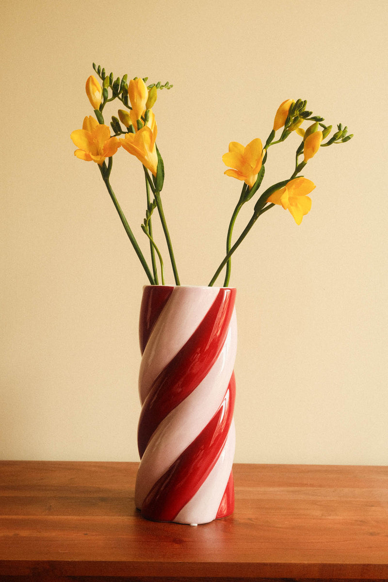 Pink and Maroon Wavy Marshmallow Statement Vase