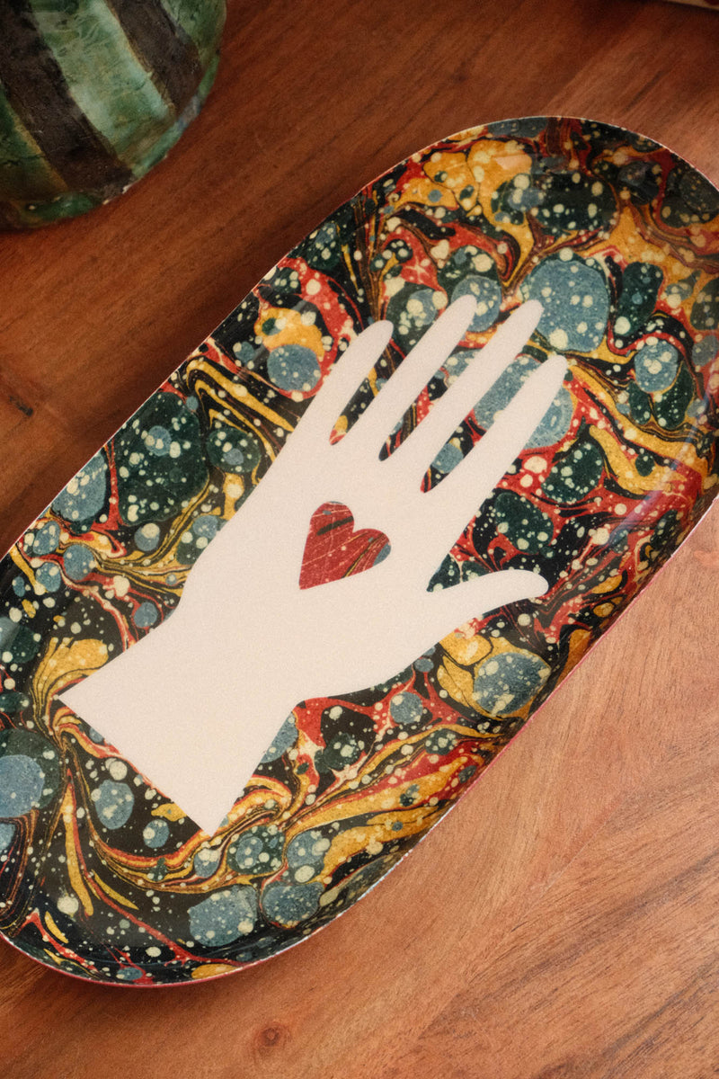 Enamel Printed Trinket Tray - Heart in Hand