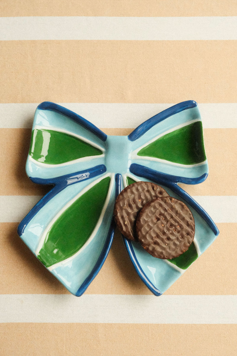 Blue and Green Bow Plate