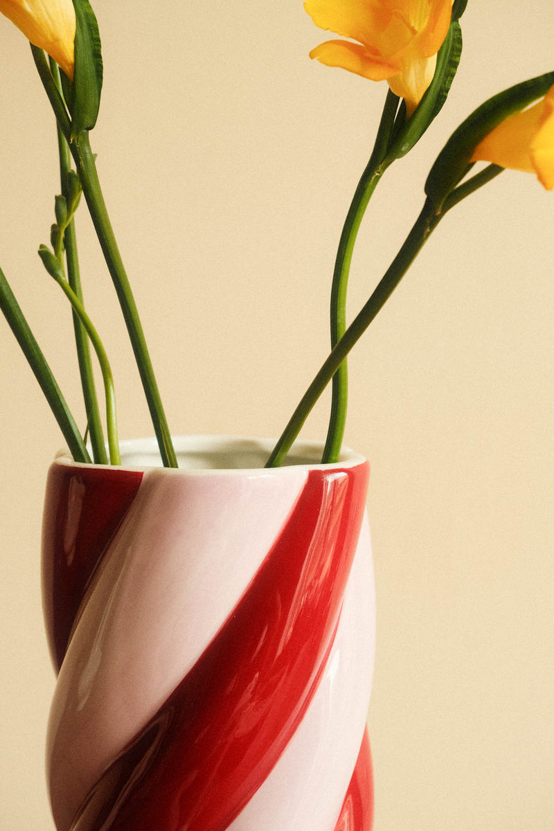 Pink and Maroon Wavy Marshmallow Statement Vase
