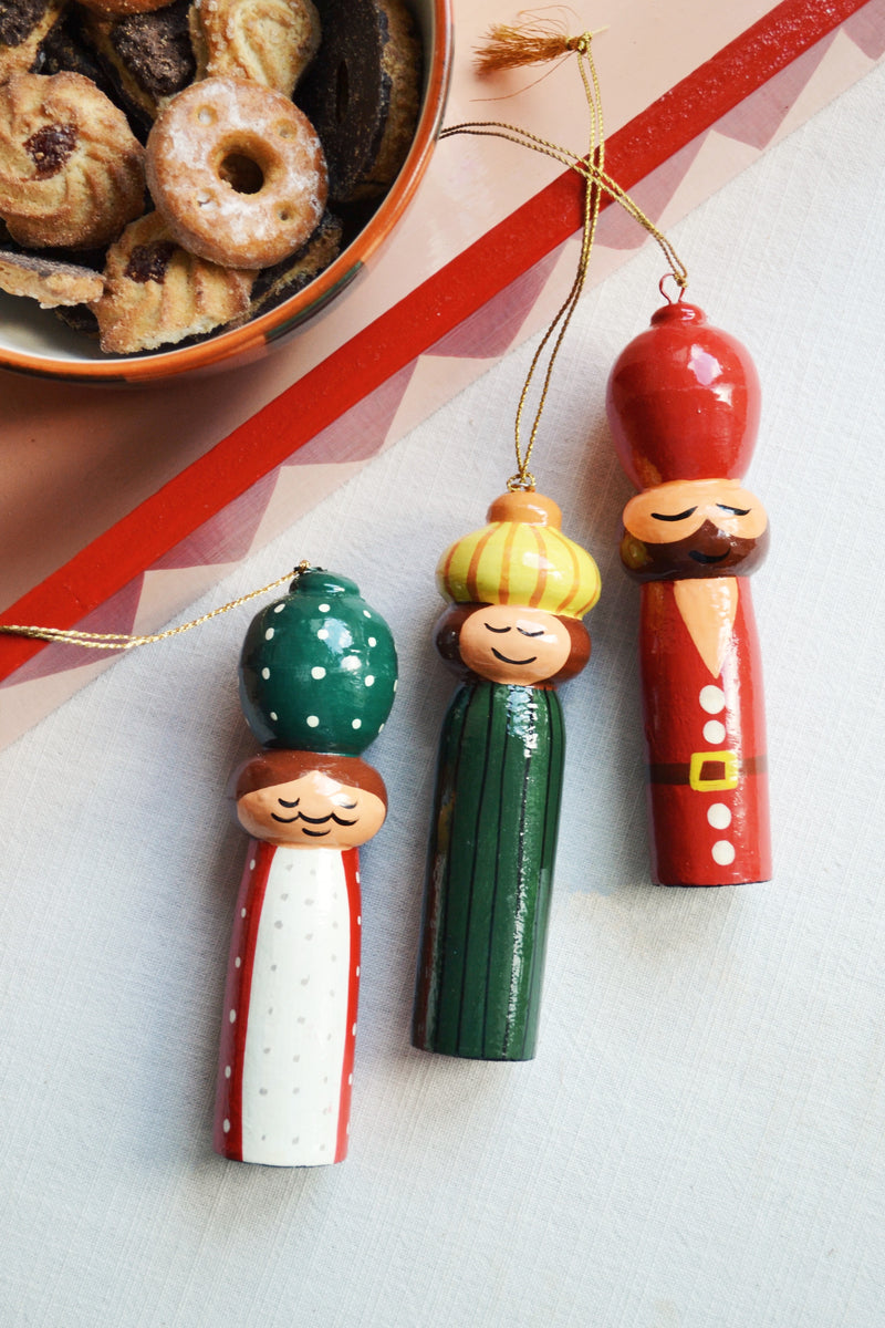 Set of Three Hand-painted Wise Men Christmas Ornaments
